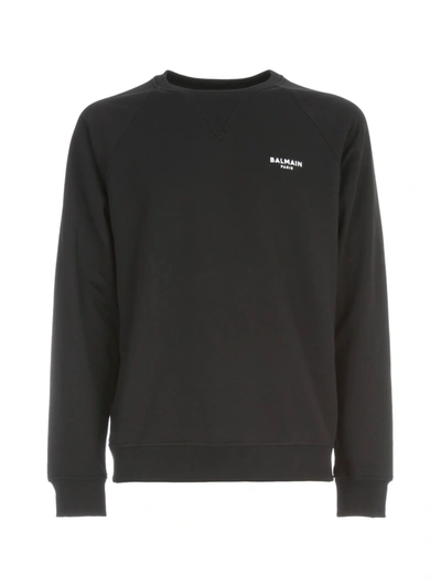 Balmain Eco Design Flock Sweatshirt In Eab Noir Blanc