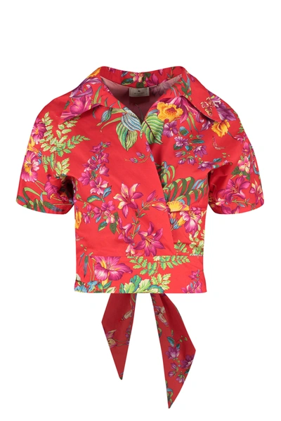 Etro Printed Cotton Shirt In Rosso Fantasia