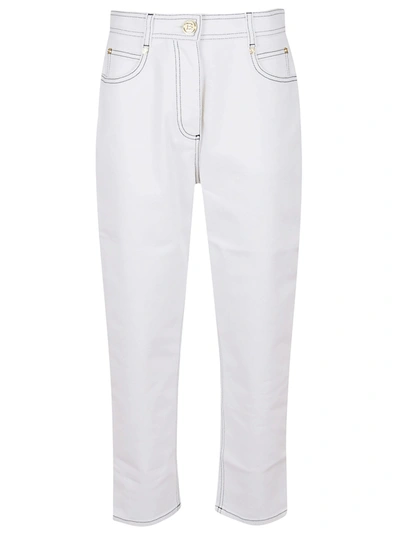 Balmain Topstitched Boyfriend Jeans In Fa Blanc