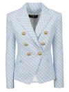 BALMAIN 6 BTN GINGHAM JACKET,11690499