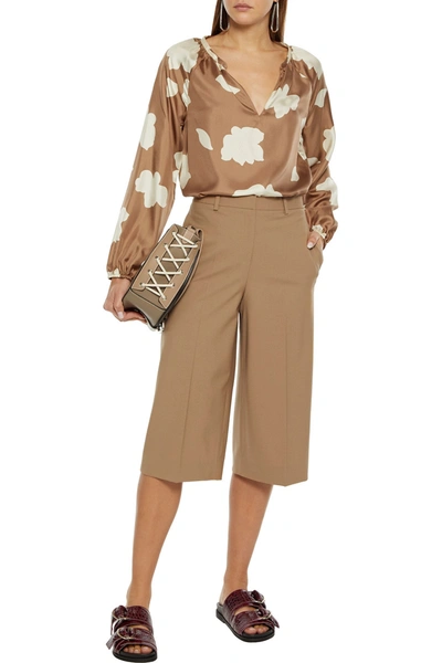 Theory Wool-blend Culottes In Camel