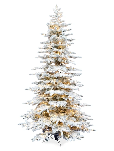 Fraser Hill Farms 7.5-ft. Smart String Lighting Flocked Mountain Pine Christmas Tree