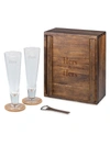 Picnic Time Hers & Hers 8-piece Pilsner Beer Glass Gift Set In Brown