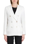 Alberto Biani Double-breasted Embroidered Blazer Jacket In White