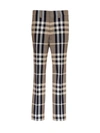 BURBERRY TAILORED PANTS IN TECHNICAL COTTON WITH TARTAN MOTIF
