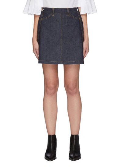 Toga Side Zip Contrast Seam Mini Skirt In Blue