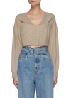Alexander Wang V-neck Ruch Corset Panel Sweatshirt In Neutral