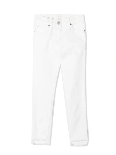 Stella Mccartney Kids' White Stretch Organic Cotton Jeans In Bianco