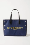 GIVENCHY BOND LEATHER-TRIMMED PRINTED DENIM TOTE