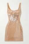 DAVID KOMA SEQUINED TULLE AND CADY MINI DRESS