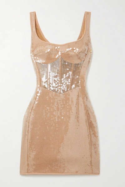 David Koma Women's Sequined Crepe Corset Mini Dress In Neutral | ModeSens