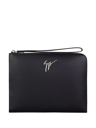 Giuseppe Zanotti Logo-plaque Pouch In Black