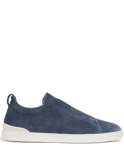 Ermenegildo Zegna Zegna Triple Stitch Slip-on Sneakers In Blue