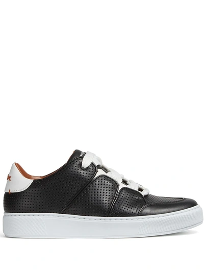 Ermenegildo Zegna Perforated Leather Tiziano Sneakers In Dark Brown