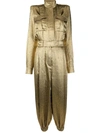 ALEXANDRE VAUTHIER METALLIC CRINKLED LONG-SLEEVED JUMPSUIT