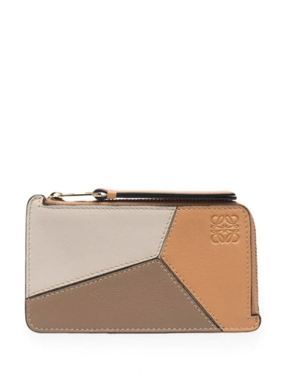 Loewe Puzzle Leather Wallet In Neutrals