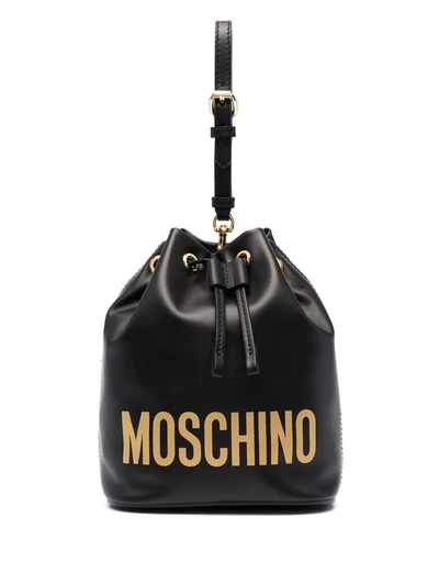 Moschino Logo-print Bucket Bag In Schwarz