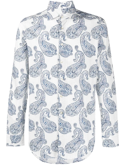 Etro Paisley-print Long-sleeved Shirt In White