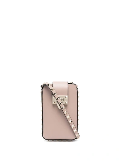 Valentino Garavani Rockstud Leather Phone Holder Bag In Pink