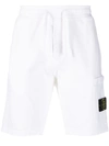 Stone Island Logo-patch Cotton Track Shorts In White