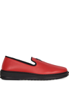 Giuseppe Zanotti Slip-on Leather Slippers With Logo Detail In Red