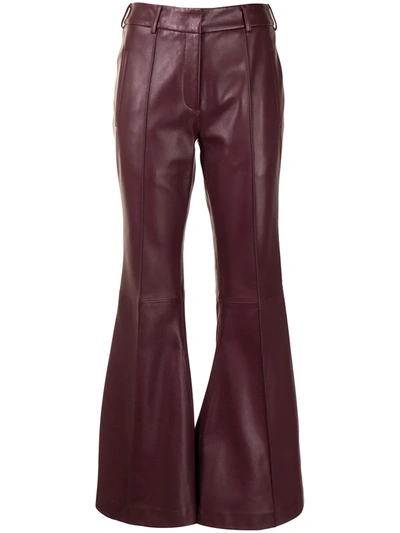 Khaite Charles Kick-flared Leather Trousers In Burgundy