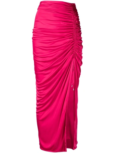 Attico High-rise Draped Cut-out Midi Skirt In Pink