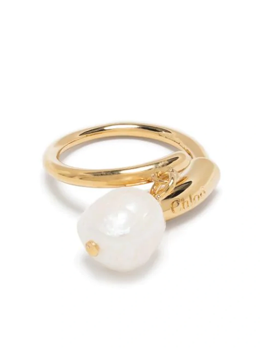 Chloé パール付き ゴールドリング darceyバロックリング Chloé Chloe Gold Darcey Baroque Ring In Pearl