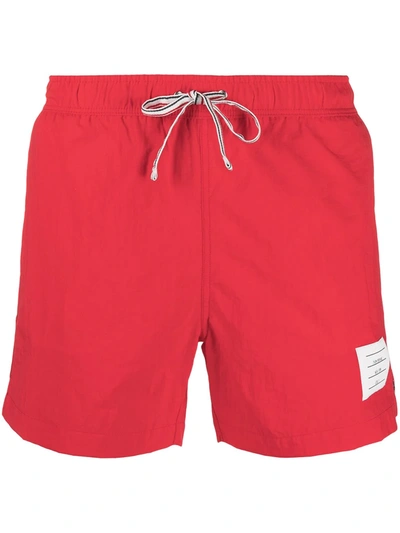 Thom Browne Drawstring-waist Swim Shorts In Rot