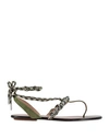 Aquazzura Toe Strap Sandals In Military Green