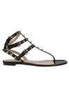 Valentino Leather Rockstud Block Heel Sandals In No Nero
