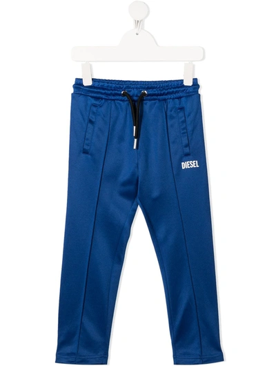 Diesel Kids' Logo Print Track Trousers In Blue