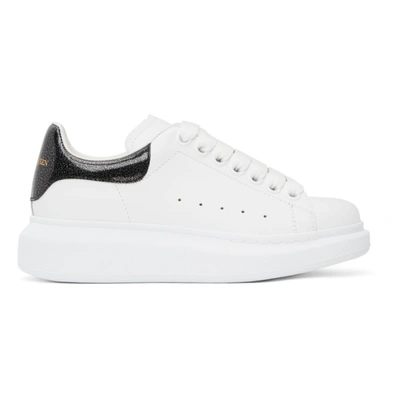Alexander Mcqueen Ssense Exclusive White Holographic Tab Oversized Trainers In 9035 Beetle