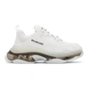 BALENCIAGA WHITE & BLACK CLEAR SOLE TRIPLE S SNEAKERS