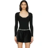 ALEXANDER WANG T BLACK LOGO TRIM BODYCON TOP