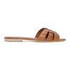 Saint Laurent Woven Leather Sandal Slide In 2206 Amber
