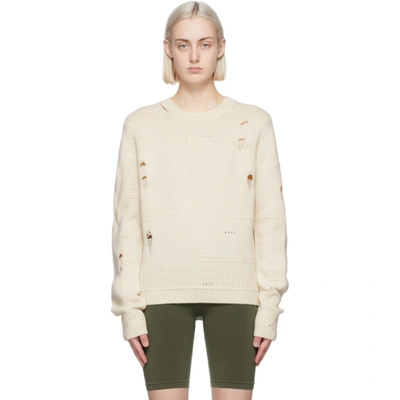 Helmut Lang Distressed Wool, Yak And Cashmere-blend Jumper In Ivory