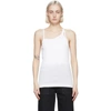 HELMUT LANG WHITE ASYMMETRIC RIB SLIP TANK TOP