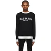 BALMAIN BLACK & WHITE WOOL LOGO SWEATER