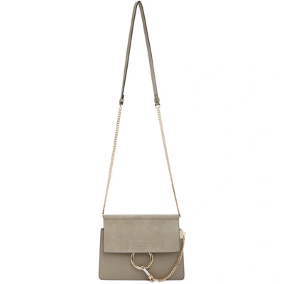 Chloé Mini Faye Leather & Suede Shoulder Bag In Grey