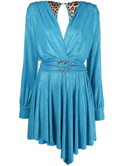 Philipp Plein Aphrodite Crystal Midi Dress In Blue