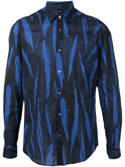 Hugo Boss Brushstroke Print Shirt In Blue