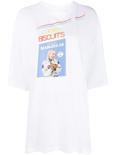 Mm6 Maison Margiela Lucky Biscuits Print T-shirt In White