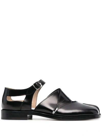 Maison Margiela Black Tabi Strap Oxfords