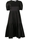 Likely Charlotte Empire-waist Satin Dress In Black-blk
