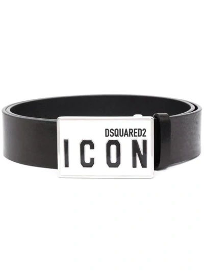 Dsquared2 Icon-buckle Leather Belt In Black