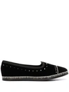 Giuseppe Zanotti Veronica Spiked Velvet Loafer Flats In Black