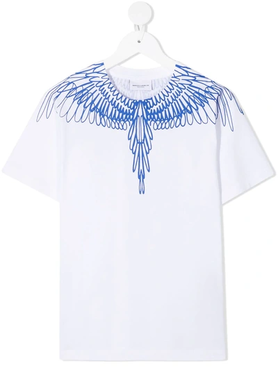 Marcelo Burlon County Of Milan Kids' Wings Print Cotton Jersey T-shirt In White