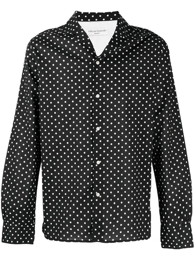 Officine Generale Dario Camp-collar Polka-dot Cotton Shirt In Black