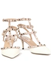 Valentino Rockstud Caged 65 Patent Ankle Strap Pump In Ivory